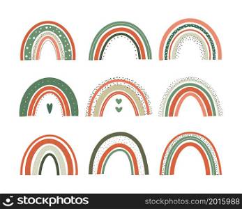 Christmas and New Year multicolored rainbow vector set on white background.. Christmas and New Year multicolored rainbow vector set on white background