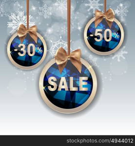 Christmas and New Year Sale Background, Discount Coupon Template. Vector Illustration EPS10. Christmas and New Year Sale Background, Discount Coupon Template