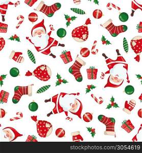 Christmas and New Year seamless pattern in flat style. Vector illustration.. Christmas and New Year seamless pattern.