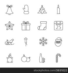 Christmas and New Year thin lines icons set vector graphic illustration design