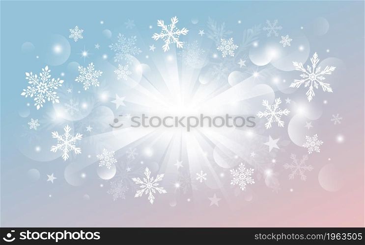Christmas and Winter banner background design of snowflake with light