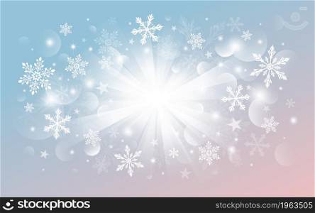Christmas and Winter banner background design of snowflake with light