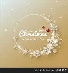 Christmas and Winter banner design of snowflake with light