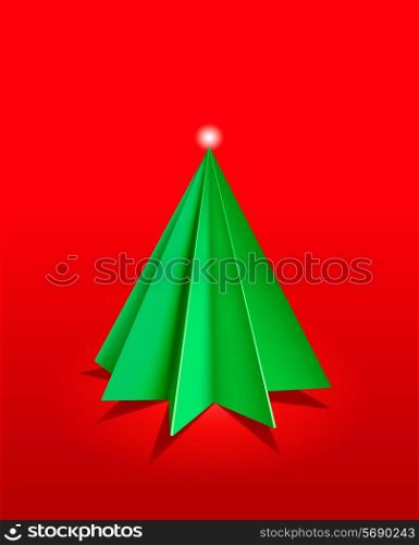 Christmas background. A christmas tree made from paper. Vector background.