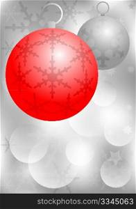 Christmas Background - Christmas Balls and Snowflakes on Silver Background