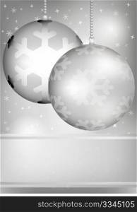 Christmas Background - Christmas Baubles on Silver Background