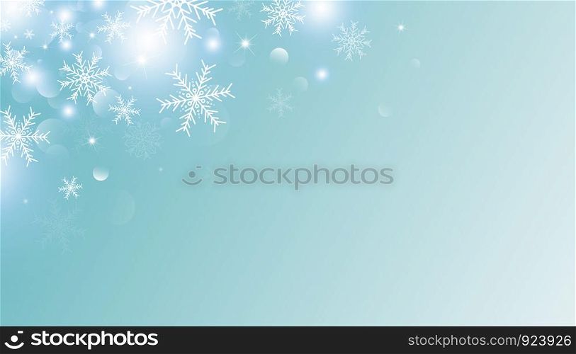 Christmas background concept design of white snowflake and snow with copy space vector illustration