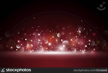 Christmas background design of red bokeh and light effect vector illustration