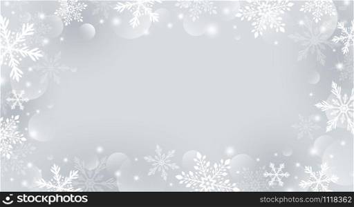Christmas background design of snowflake and bokeh with light effect vector illustration