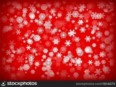 Christmas background or card with hand drawn snowflakes falling for invitation or xmas holiday greetings