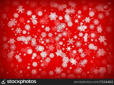 Christmas background or card with hand drawn snowflakes falling for invitation or xmas holiday greetings