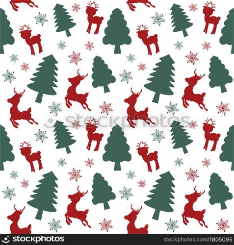 Christmas Background Seamless Pattern With Santa Claus, Tree, Socks, Snowman And Gifts For Landing Page, Wallpaper Or Decoration