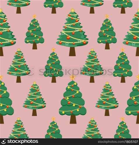 Christmas Background Seamless Pattern With Santa Claus, Tree, Socks, Snowman And Gifts For Landing Page, Wallpaper Or Decoration