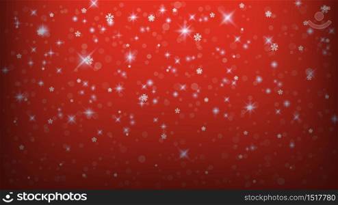 Christmas background template, Abstract lights snowflake on red background,vector illustration