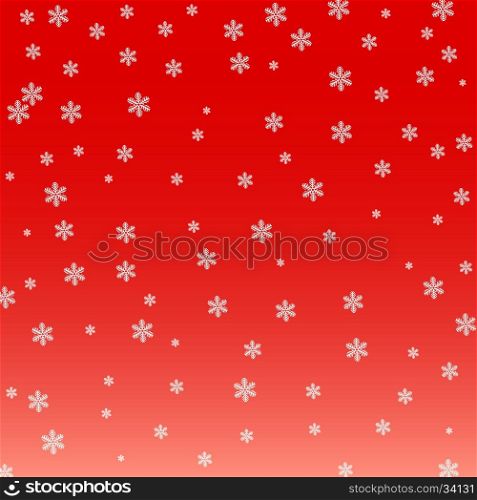 Christmas background. White snowflakes on a red background. Wrap, ribbon, wrapping paper for your gift Merry Christmas and Happy New Year.