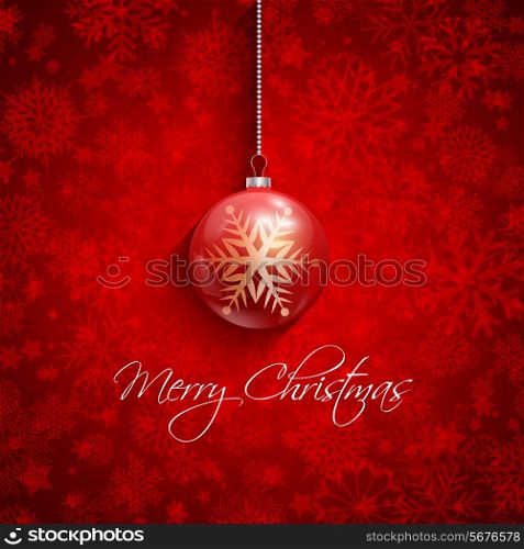 Christmas background with a decorative snowflake and bauble design