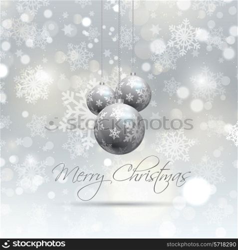 Christmas background with baubles and bokhe lights