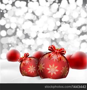 Christmas background with baubles blurred. vector