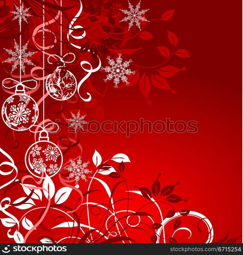 Christmas background with baubles, vector