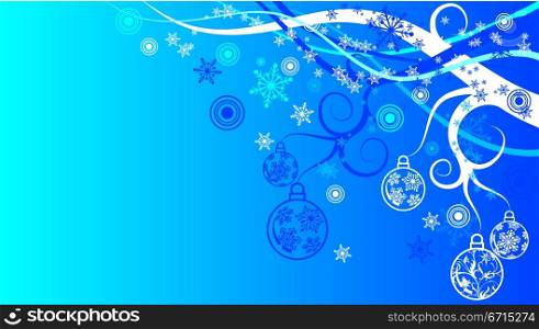Christmas background with baubles, vector
