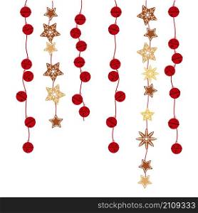 Christmas background with Christmas bells and gingerbread cookies.Vector illustration. . Christmas background