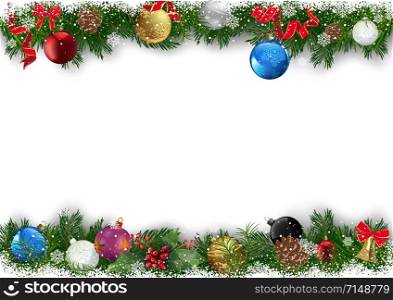 Christmas Background with Decorated Branches