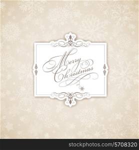 Christmas background with decorative label on a snowflake design