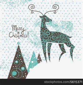 Christmas background with deer