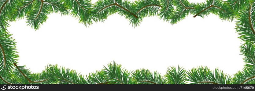 Christmas background with fir branches. Vector illustration with frame and copy space