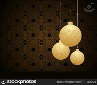 Christmas background with gold balls. Vector