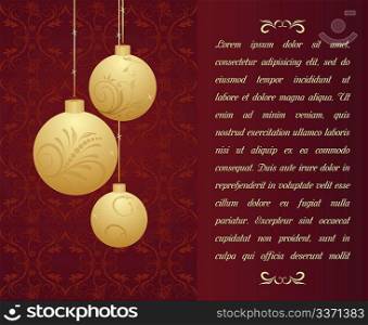 Christmas background with gold balls. Vector
