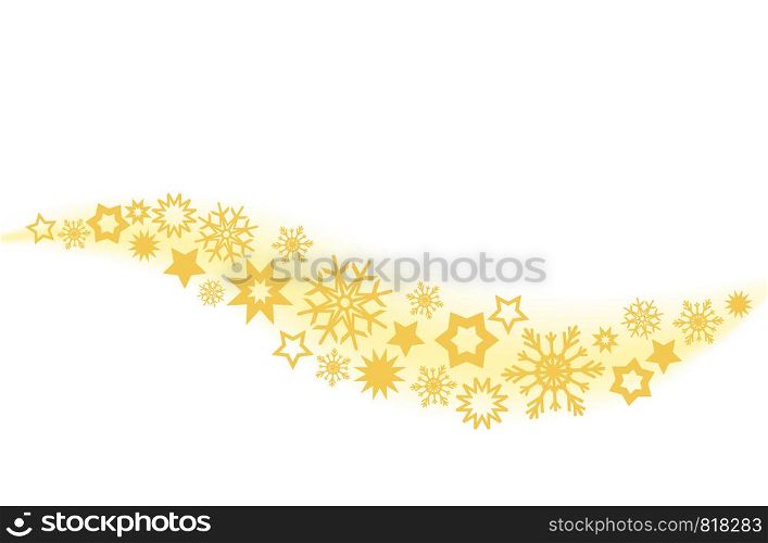 Christmas background with golden decorations stars and snowflakes, stock vector illustration