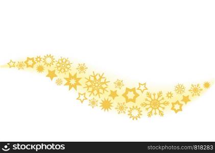 Christmas background with golden decorations stars and snowflakes, stock vector illustration