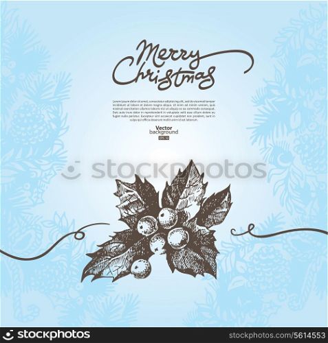 Christmas background with hand drawn illustration