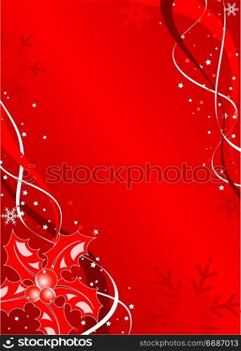Christmas background with mistletoe and snowflakes, vector