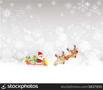 christmas background with santa claus and deer