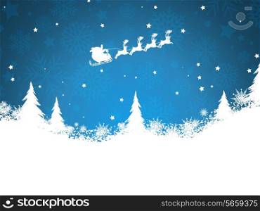 Christmas background with santa in his sleigh