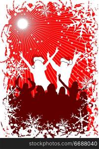 Christmas background with silhouettes, vector