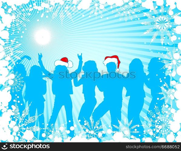 Christmas background with silhouettes, vector