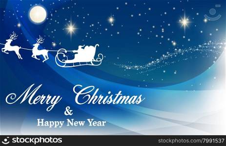 Christmas background with sleigh of Santa Claus and new year decorative elements. festive background for Christmas
