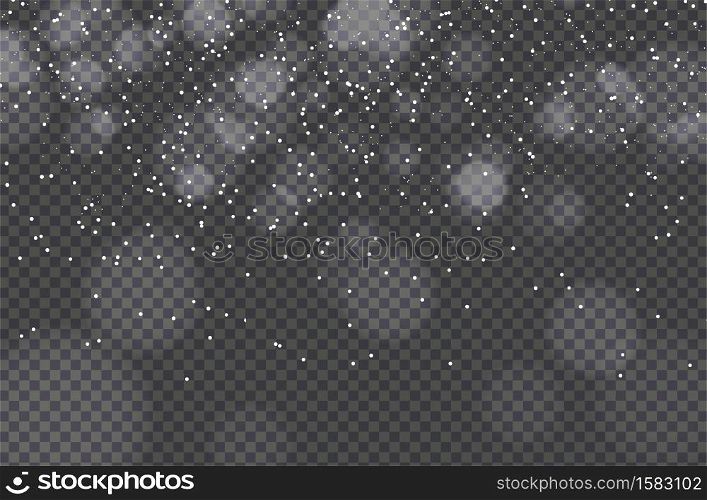 Christmas background with snow and light abstract, winter.