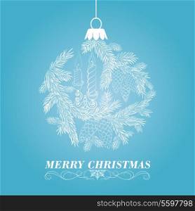 Christmas background with spruce and candles. Vector illustration.