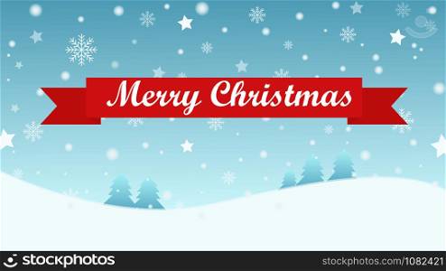 Christmas Background with Tree and Snow fall - Vector Illustration
