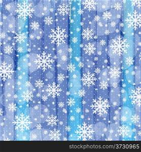 Christmas background with watercolor stripes and snowflakes