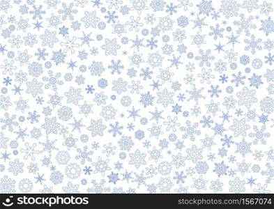 Christmas Background with white contured Snowflakes on white background .. Christmas background with white snowflakes in blue outline.