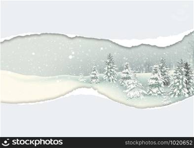 Christmas Background with Winter Snowy Landscape