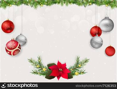 Christmas Background with Xmas Balls and Decorations