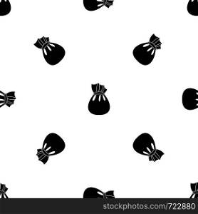 Christmas bag of Santa Claus pattern repeat seamless in black color for any design. Vector geometric illustration. Christmas bag of Santa Claus pattern seamless black