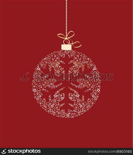 Christmas ball decoration. Vector illustration of a Christmas ball decoration made from stars. Happy Christmas greeting card