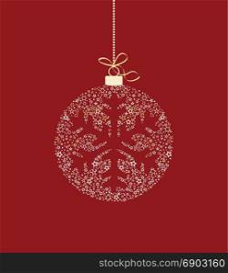 Christmas ball decoration. Vector illustration of a Christmas ball decoration made from stars. Happy Christmas greeting card